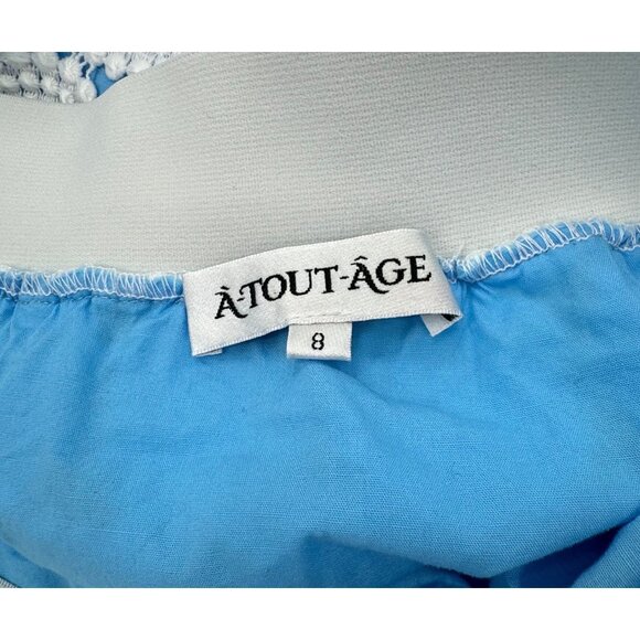 A-Tout- Age Size 8 Mollie Doily White & Blue Crochet Lace Skirt With side Zipper - Picture 3 of 10